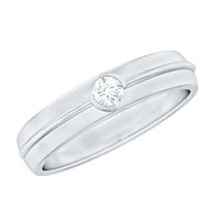 Bezel Set Round Moissanite Mens Wedding Band Ring