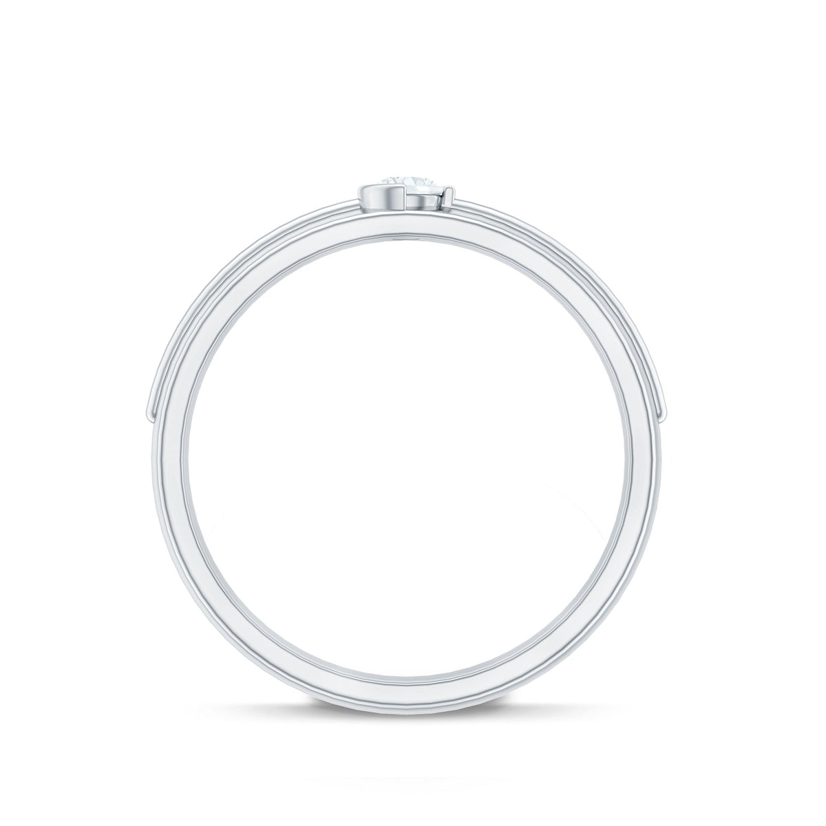 Bezel Set Round Moissanite Mens Wedding Band Ring