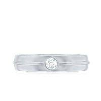 Bezel Set Round Moissanite Mens Wedding Band Ring