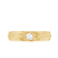 Bezel Set Round Moissanite Mens Wedding Band Ring
