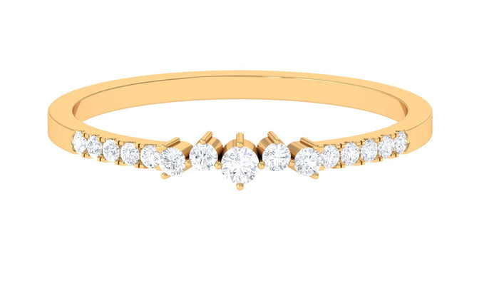 Certified natural diamond half eternity stackable ring by Rosec Jewels featuring sparkling diamonds and a sleek gold band.
