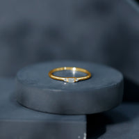 Minimalist Baguette and Round Diamond Promise Ring