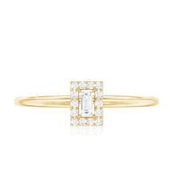 Baguette Cut Diamond Halo Promise Ring with Certificate