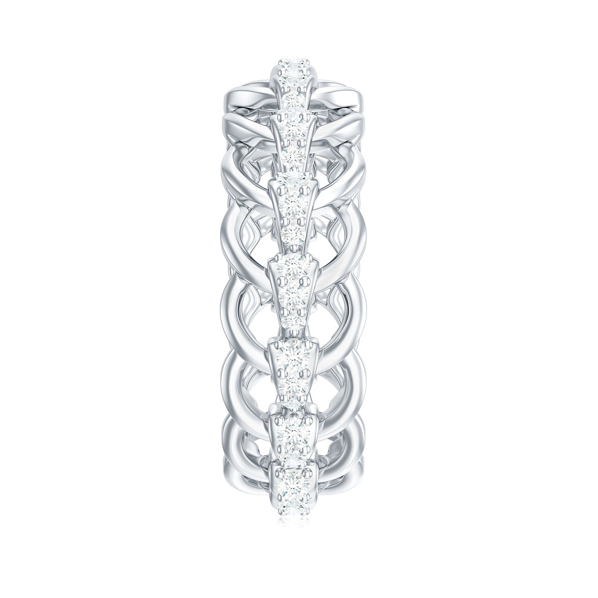 Certified Moissanite eternity wedding ring for women featuring sparkling stones in a continuous band, by Rosec Jewels.