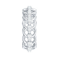 Certified Moissanite eternity wedding ring for women featuring sparkling stones in a continuous band, by Rosec Jewels.