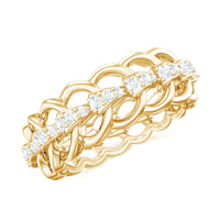 Rosec Jewels certified moissanite eternity wedding band for women, featuring sparkling round-cut stones on a sleek ring.