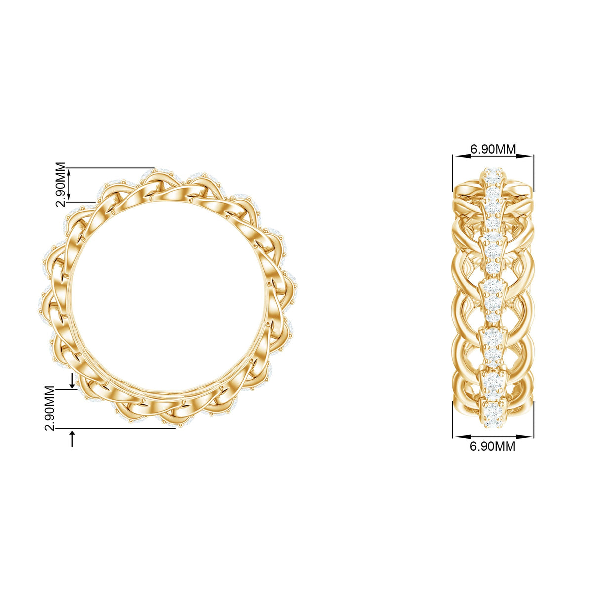 Certified Moissanite eternity wedding band for women featuring sparkling stones set in a continuous circle, crafted by Rosec Jewels.