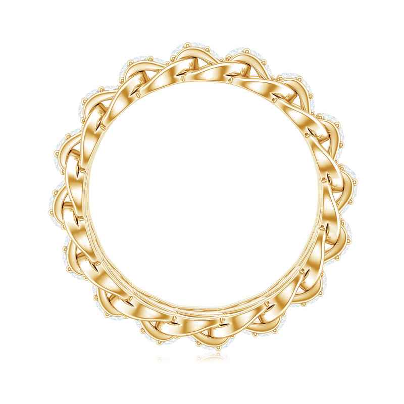 Certified moissanite eternity wedding band for women with sparkling stones, crafted by Rosec Jewels, showcasing a continuous circle of brilliance.