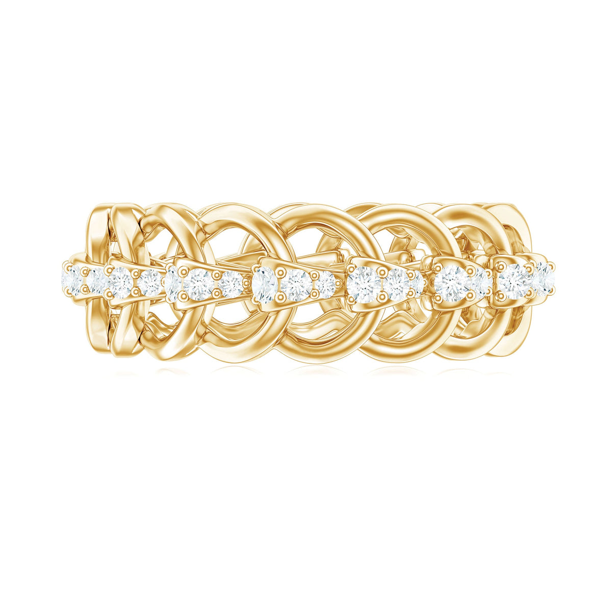 Certified Moissanite eternity wedding band for women with sparkling gemstones, crafted by Rosec Jewels.