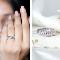 Pave Set Certified Moissanite Wedding Anniversary Band