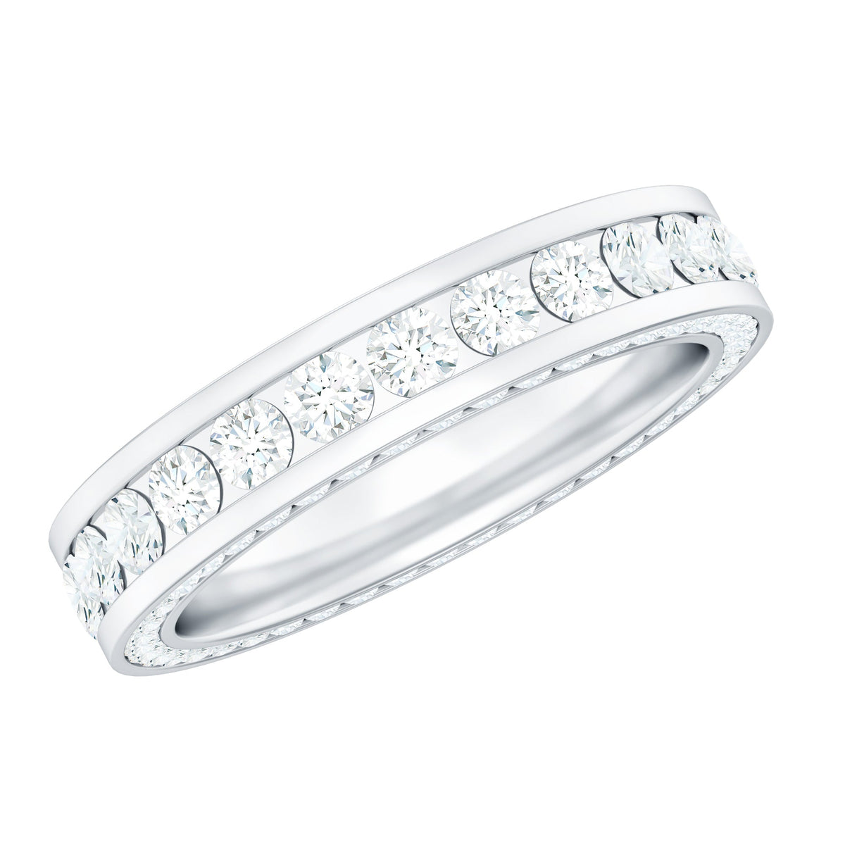 Certified Moissanite Eternity Ring in Channel Setting