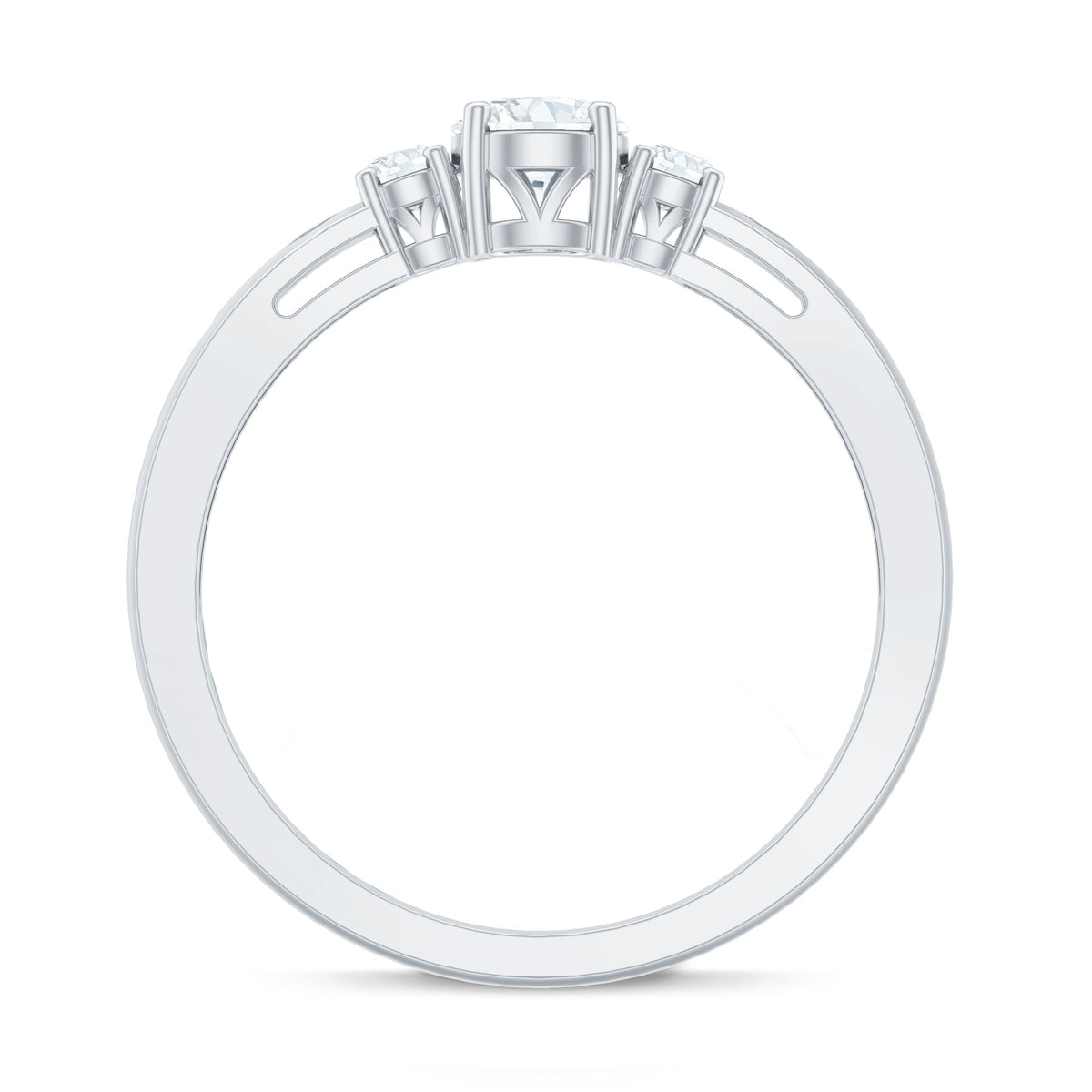 Certified Moissanite 3-stone proposal ring for her from Rosec Jewels, featuring sparkling center stones and elegant band.
