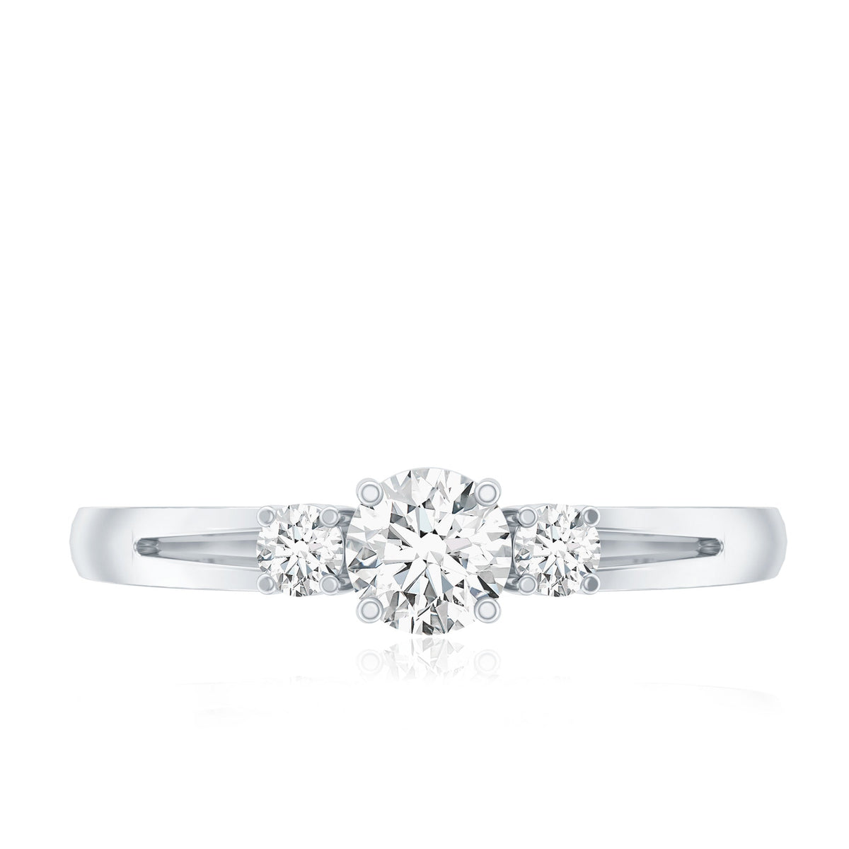 Certified Moissanite 3 stone proposal ring for her by Rosec Jewels, featuring sparkling stones set on a elegant ring band.
