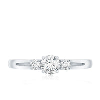 Certified Moissanite 3 stone proposal ring for her by Rosec Jewels, featuring sparkling stones set on a elegant ring band.