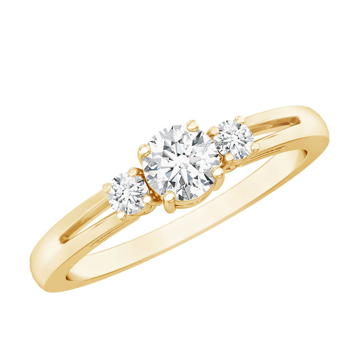 Certified Moissanite 3 Stone Proposal Ring for Her by Rosec Jewels, featuring sparkling gemstones on a elegant ring band.