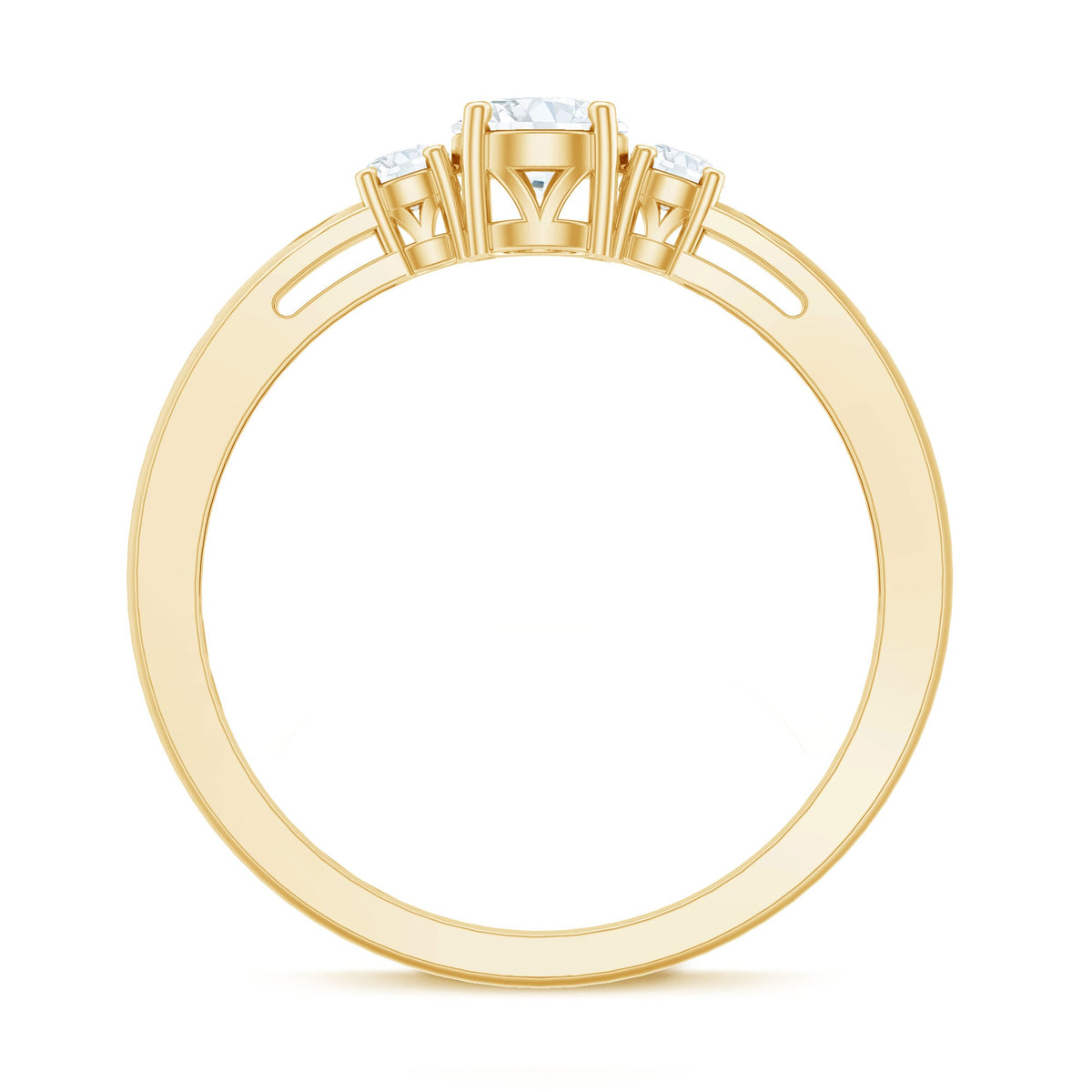 Rosec Jewels certified moissanite 3-stone proposal ring for her, featuring sparkling gemstones set in a elegant ring design.