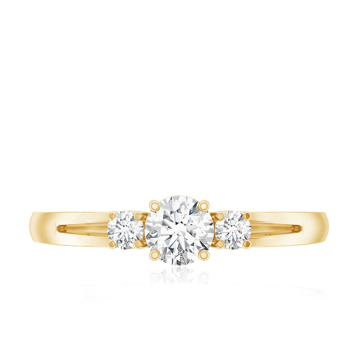 Certified Moissanite 3-stone proposal ring for women by Rosec Jewels, featuring sparkling center stones and elegant design.