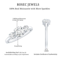 Certified Moissanite 3 Stone Engagement Ring