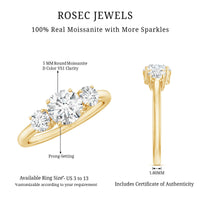 Certified Moissanite 3 Stone Engagement Ring
