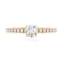Moissanite Minimal Engagement Ring with Side Stone
