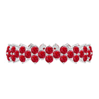 Round Lab Created Ruby Cluster Eternity Ring in Prong Setting