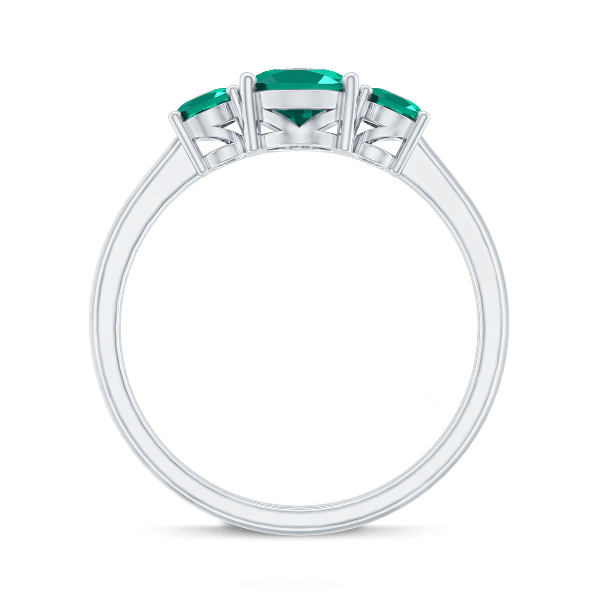 AAAA Quality Oval Cut Lab Created Emerald Three Stone Ring for Women