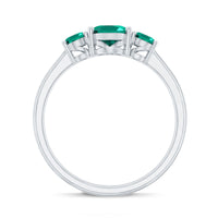 AAAA Quality Oval Cut Lab Created Emerald Three Stone Ring for Women