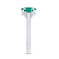 AAAA Quality Oval Cut Lab Created Emerald Three Stone Ring for Women