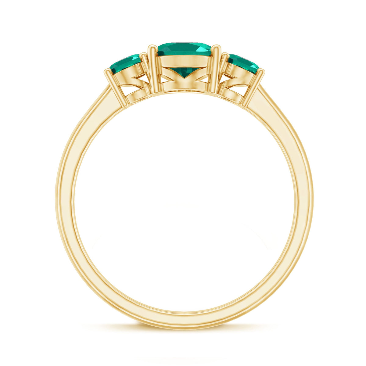 AAAA Quality Oval Cut Lab Created Emerald Three Stone Ring for Women