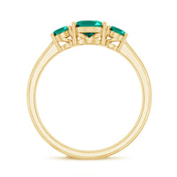 AAAA Quality Oval Cut Lab Created Emerald Three Stone Ring for Women