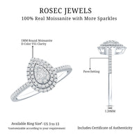 Double Halo Moissanite Teardrop Engagement Ring For Women
