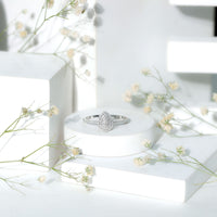 Double Halo Moissanite Teardrop Engagement Ring For Women