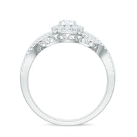 Certified Moissanite Crossover Engagement Ring with Halo
