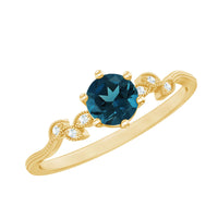 0.6 Carat Round London Blue Topaz Commitment Ring with Diamond