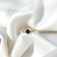 0.6 Carat Round London Blue Topaz Commitment Ring with Diamond