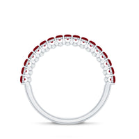 Genuine Ruby Half Eternity Ring with Diamond