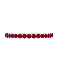 Genuine Ruby Half Eternity Ring with Diamond