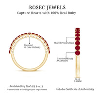 Genuine Ruby Half Eternity Ring with Diamond