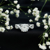3 CT Cushion Cut Moissanite Solitaire Ring With Crossover Shank