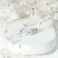 3 CT Cushion Cut Moissanite Solitaire Ring With Crossover Shank