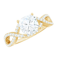 3 CT Cushion Cut Moissanite Solitaire Ring With Crossover Shank