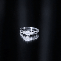 Princess Cut Moissanite Three Stone Engagement Ring