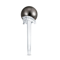 Natural Tahitian Pearl and Diamond Solitaire Engagement Ring