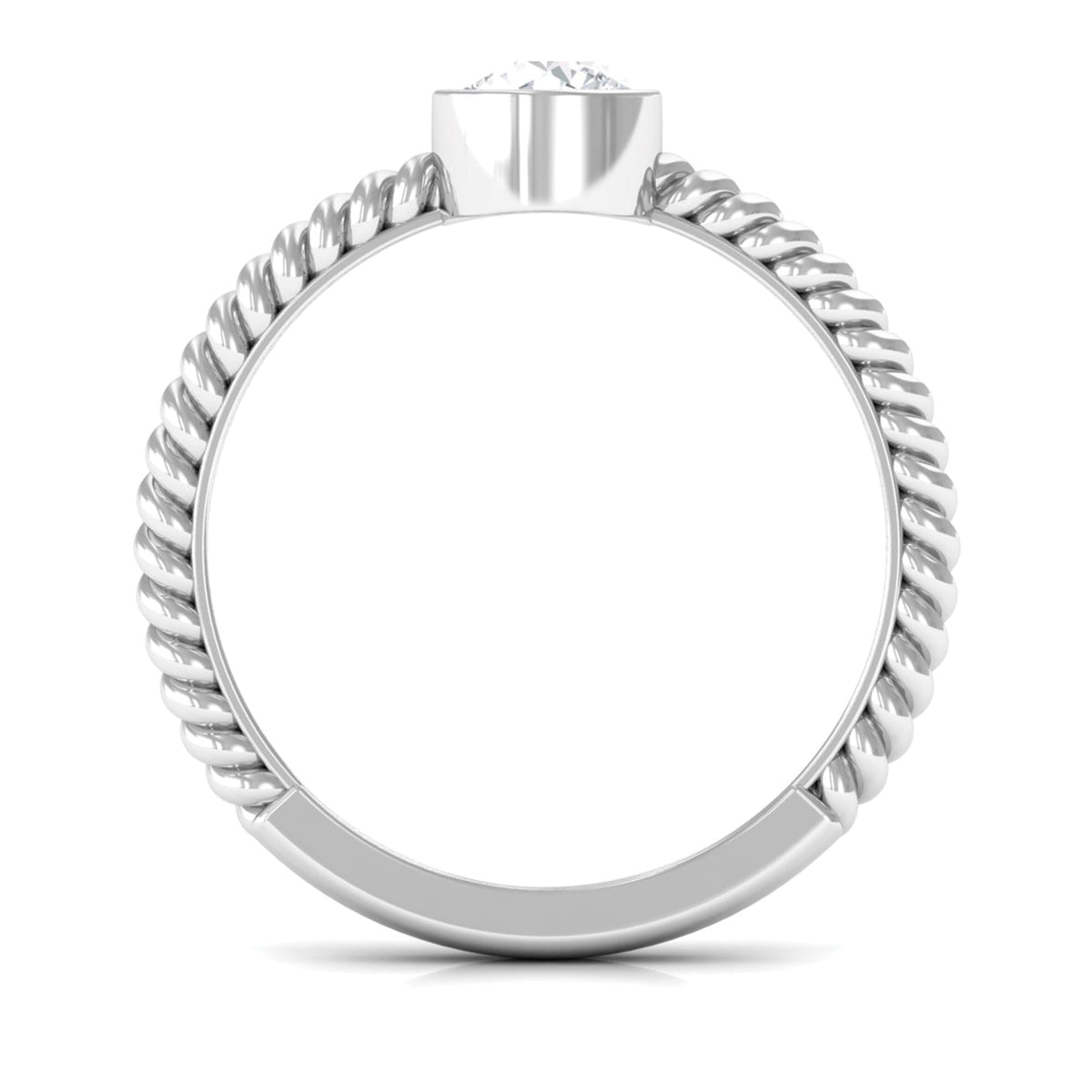 Rosec Jewels 1/2 CT bezel set zircon solitaire ring with twisted rope details, showcasing a sleek and elegant design.