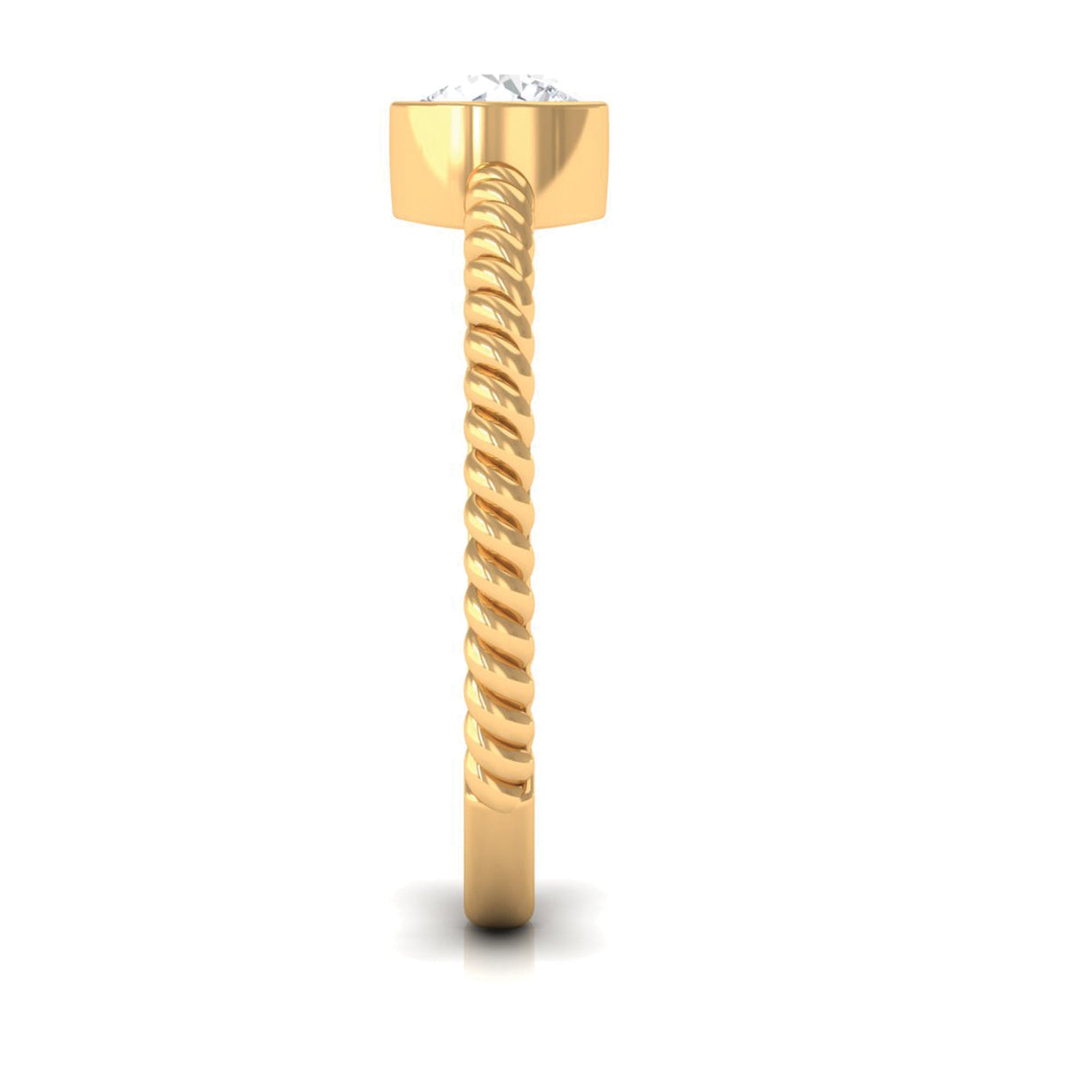 Rosec Jewels 1/2 CT bezel set zircon solitaire minimal ring with twisted rope detail showcasing elegant design.