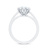 Round Moissanite Lotus Engagement Ring with Side Stones