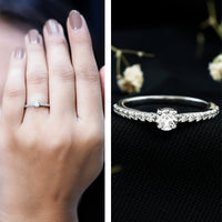 Round Diamond Solitaire Ring with Side Stones