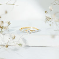Round Diamond Solitaire Ring with Side Stones