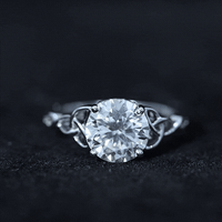 Round Moissanite Solitaire Engagement Ring with Celtic Details