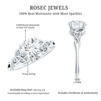 Round Moissanite Solitaire Engagement Ring with Celtic Details